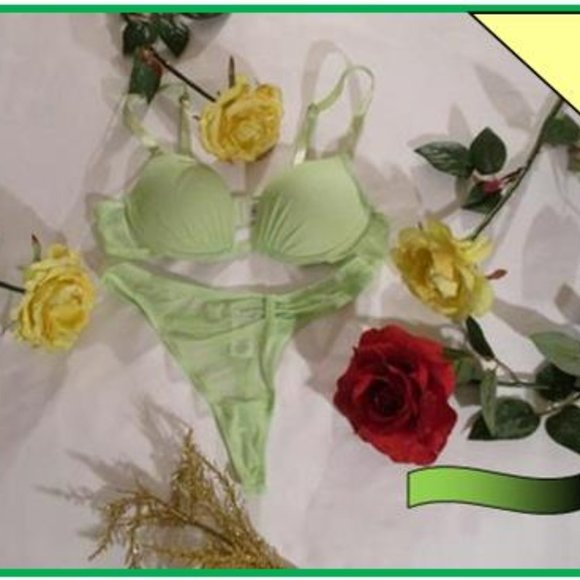 RAMPAGE LIME GREEN SHEER NET BRA SET - Picture 3 of 15